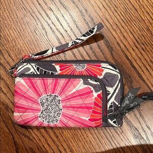 Vera Bradley Red and Pink Cherry Blossom Floral Wristlet